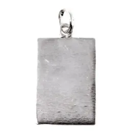 Medalla colgante plata Ley 925m maciza 26mm San Cristobal rectangular detalles tallados trasera lisa