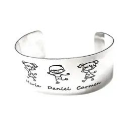 Brazalete plata Ley 925m liso mujer nombres personalizados detalles niños