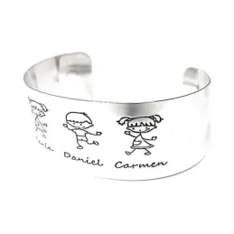 Brazalete plata Ley 925m liso mujer nombres personalizados detalles niños