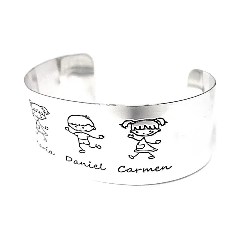 Brazalete plata Ley 925m liso mujer nombres personalizados detalles niños