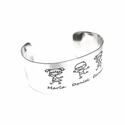 Brazalete plata Ley 925m liso mujer nombres personalizados detalles niños