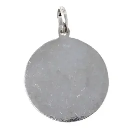 Medalla colgante plata Ley 925m maciza 22mm. Santa Rita detalles tallados trasera lisa