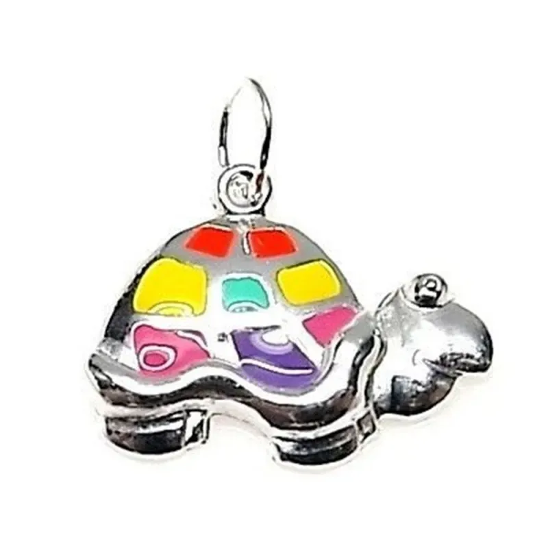 Colgante plata ley 925m liso tortuga troquel esmaltado [AB0569]