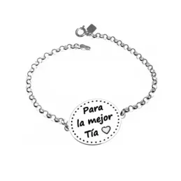 Pulsera plata Ley 925m 18cm. chapa PARA LA MEJOR TÍA [AC0488GR]