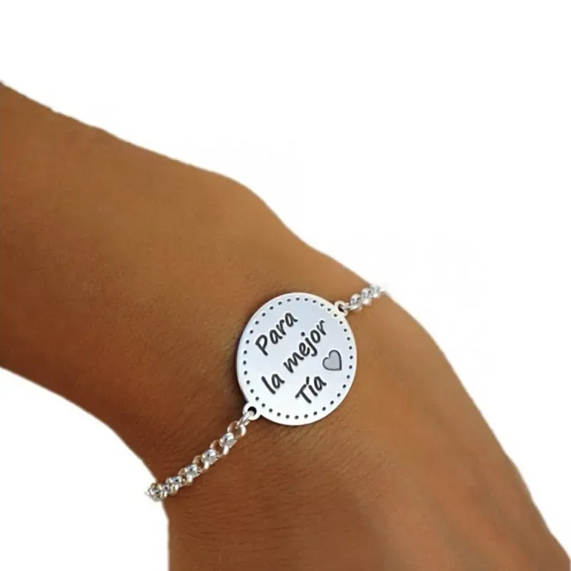 Pulsera plata Ley 925m 18cm. chapa PARA LA MEJOR TÍA [AC0488GR]