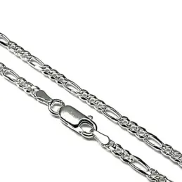 Cadena plata Ley 925m 60cm. modelo eslabón alternada 3x1 lisa [AC0262]