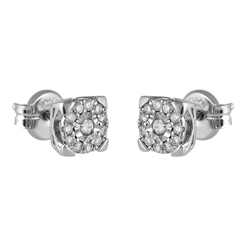 Pendientes oro blanco 18k colección Destellos diamantes brillantes 6.