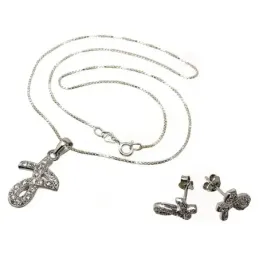 Juego plata Ley 925m pendientes colgante circonitas bandas [AB5013]