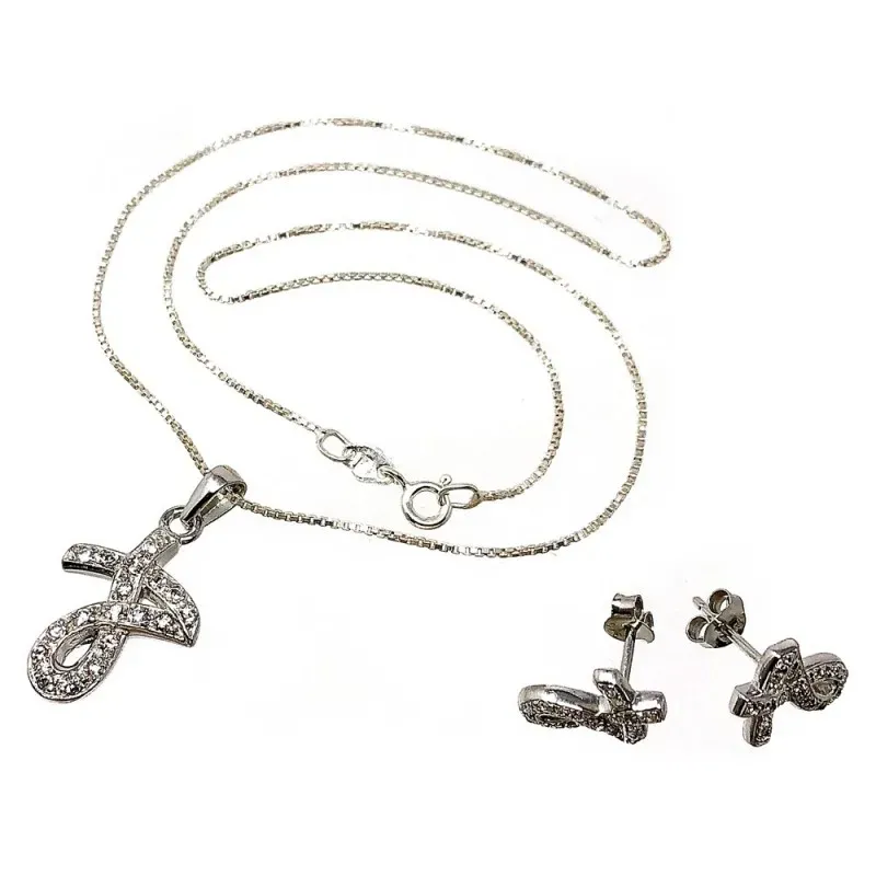 Juego plata Ley 925m pendientes colgante circonitas bandas [AB5013]