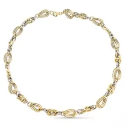 Gargantilla oro bicolor 9k mujer 45 cm. eslabones formas combinadas m