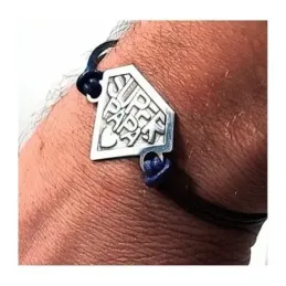 Pulsera plata ley 925m chapa 30mm. SUPER PAPÁ cuero color [AA9945]