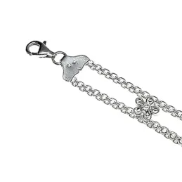 Pulsera plata Ley 925m 18cm. lateral flores centro nombre personalizado cierre mosquetón