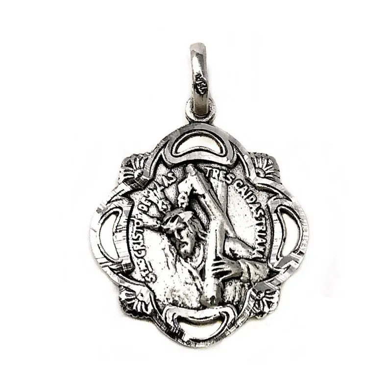 Medalla Plata Ley 925m Cristo Tres Caidas Triana 32mm. [AB9280]