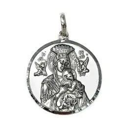 Medalla Plata Ley 925m Virgen Perpetuo Socorro 30mm. [AB9270GR]