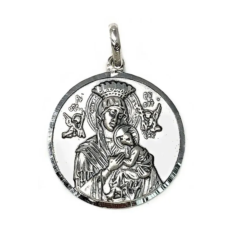 Medalla Plata Ley 925m Virgen Perpetuo Socorro 30mm. [AB9270GR]