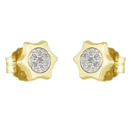 Pendientes oro bicolor 18k coleccción Moonlight 7mm. diamantes brilla