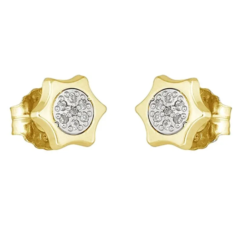 Pendientes oro bicolor 18k coleccción Moonlight 7mm. diamantes brilla