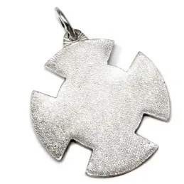 Colgante plata Ley 925m medalla 42mm. cruz Apostolado de la Oración Corazón de Jesús macizo