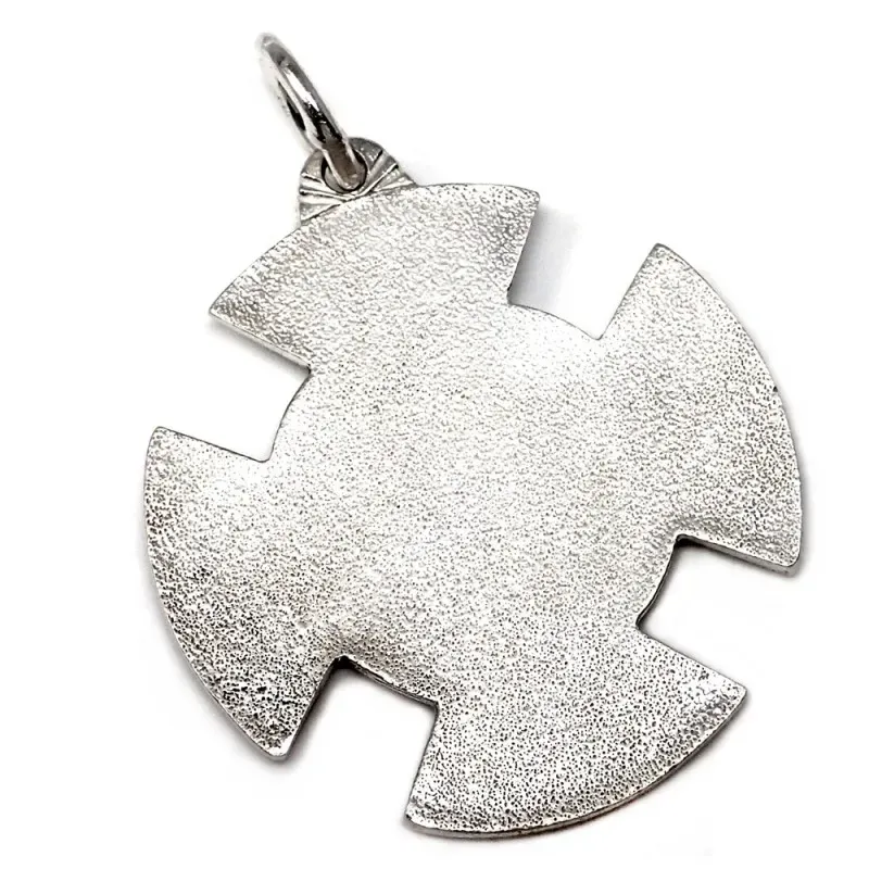 Colgante plata Ley 925m medalla 42mm. cruz Apostolado de la Oración Corazón de Jesús macizo