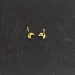 Pendientes oro 18k bebé 4.5mm. luna lisa centro circonita cierre tuerca