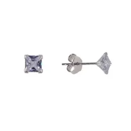 Pendiente plata ley 925m 4mm. garra circonita cuadrada [AA9210]
