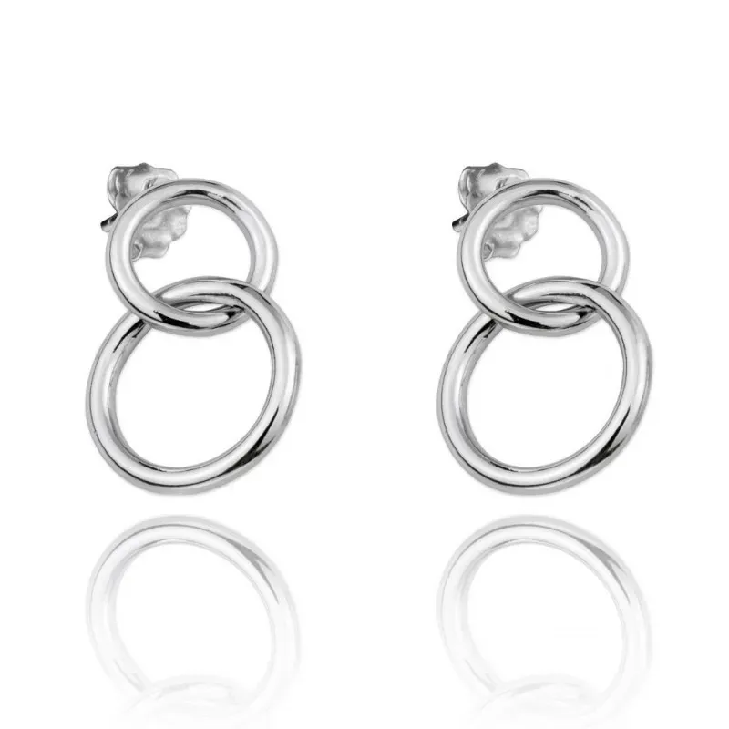 Pendientes plata Ley 925m doble aro 23mm. lisos rodiados cierre presión [AC1478]