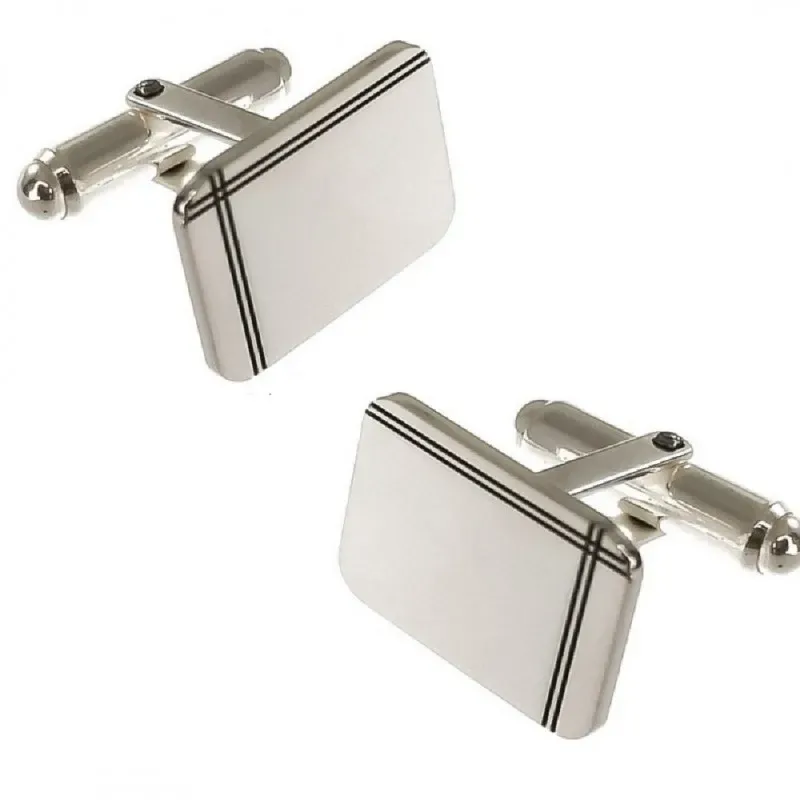 Gemelos plata Ley 925m hombre 17 mm. oxidados rectangulares detalle l