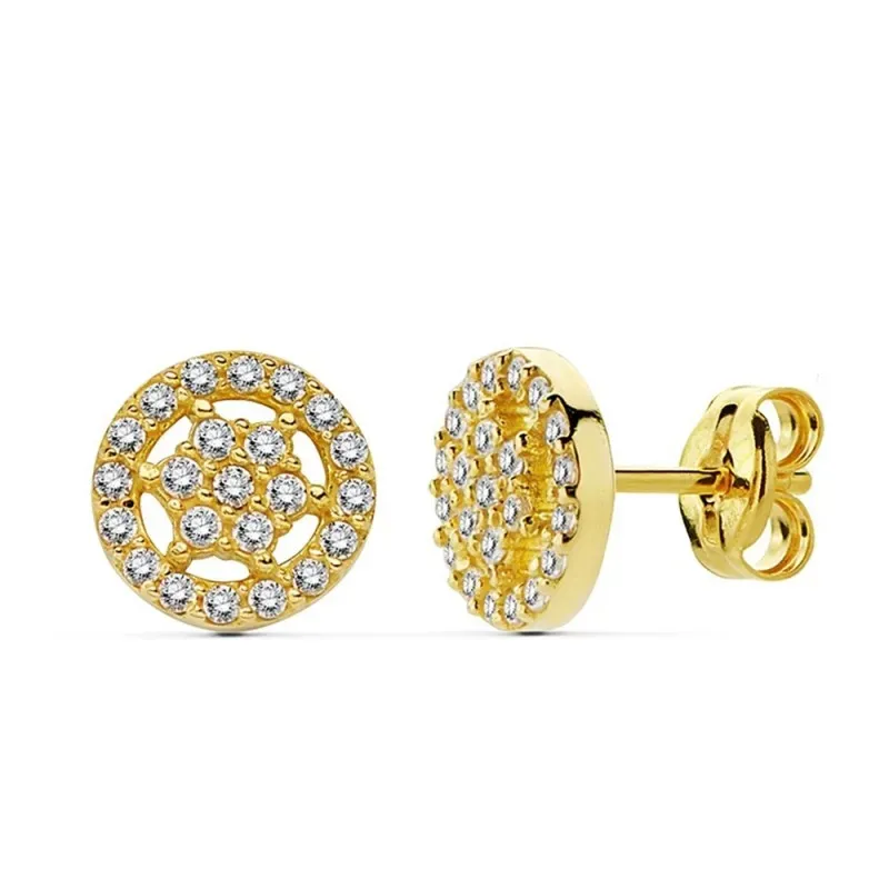 Pendientes oro 18k primera comunión 8mm. circonitas [AB2436]