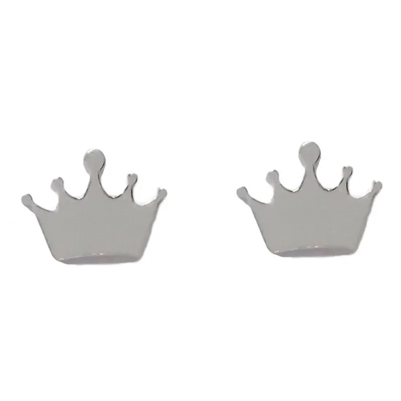 Pendientes mini plata Ley 925m par corona 6mm. mujer cierre presión