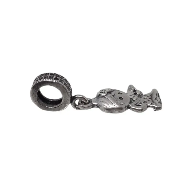 Charm fetiche plata Ley 925m. 13mm. Flamenquita detalles tallados.