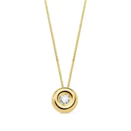 Gargantilla oro 18k cadena 42cm. chatón 2mm. diamante 0.035ct.