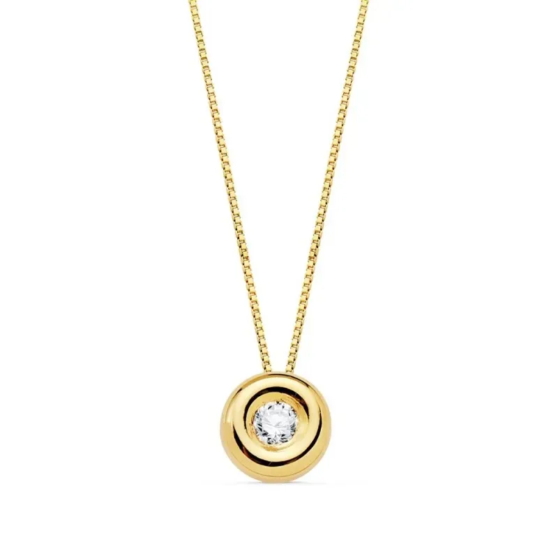 Gargantilla oro 18k cadena 42cm. chatón 2mm. diamante 0.035ct.