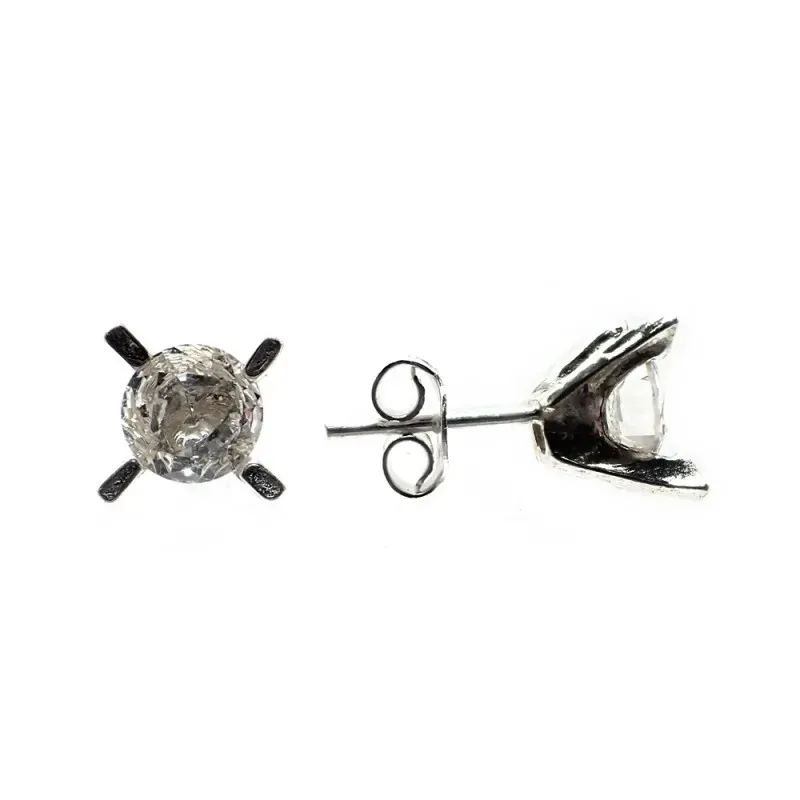 Pendientes plata Ley 925m circonita garras 6mm. mujer cierre presión