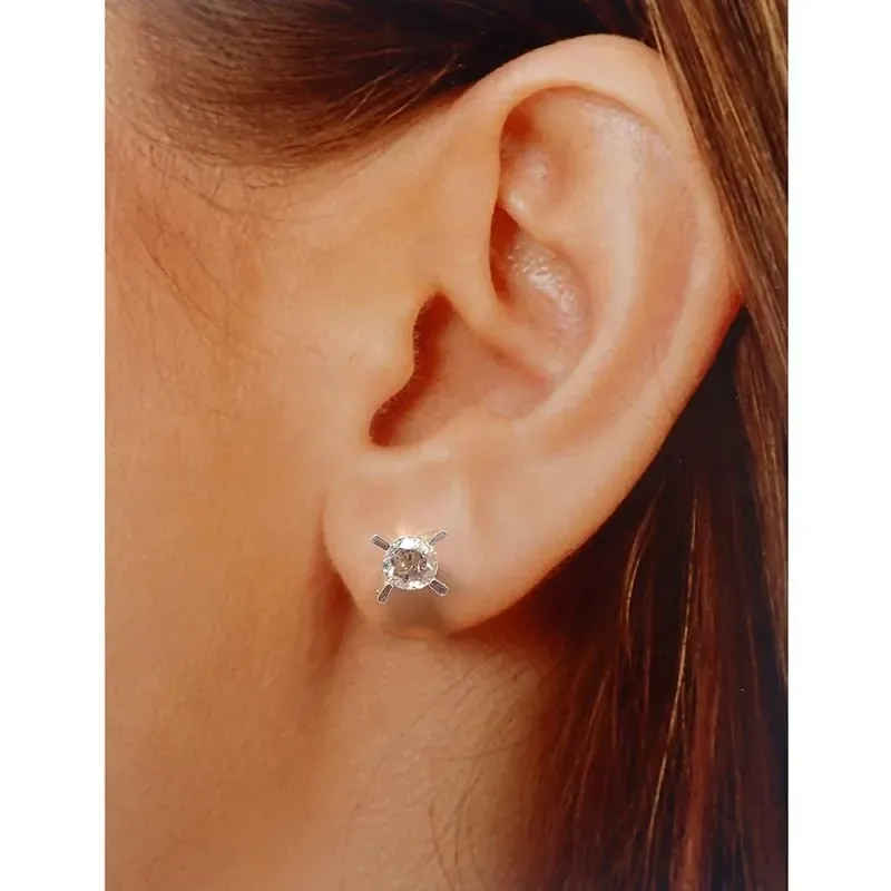 Pendientes plata Ley 925m circonita garras 6mm. mujer cierre presión