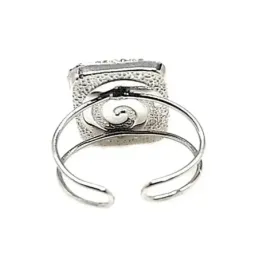 Sortija plata Ley 925m ajustable cristal murano cuadrada [AC0316]