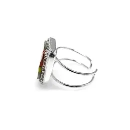 Sortija plata Ley 925m ajustable cristal murano cuadrada [AC0316]