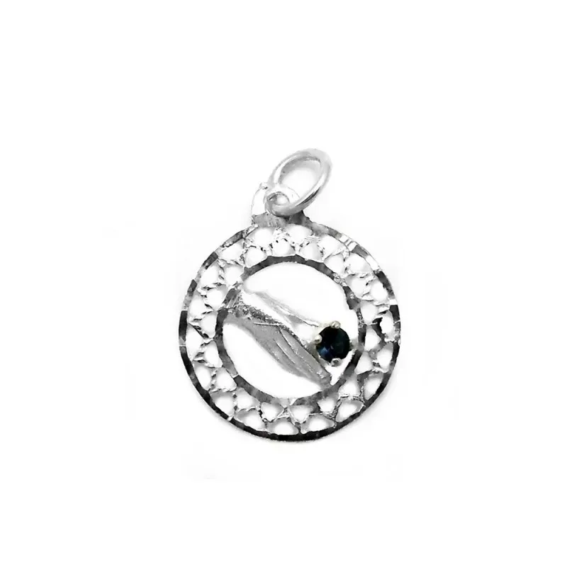 Colgante plata Ley 925m redondo mano circonita azul 16mm. [AB4137]