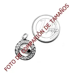 Colgante plata Ley 925m redondo mano circonita azul 16mm. [AB4137]