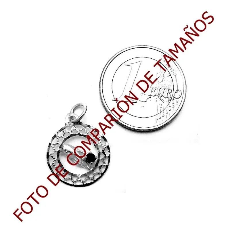 Colgante plata Ley 925m redondo mano circonita azul 16mm. [AB4137]