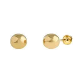Pendientes oro 18k niña bola lisa 4 mm. cierre tornillo