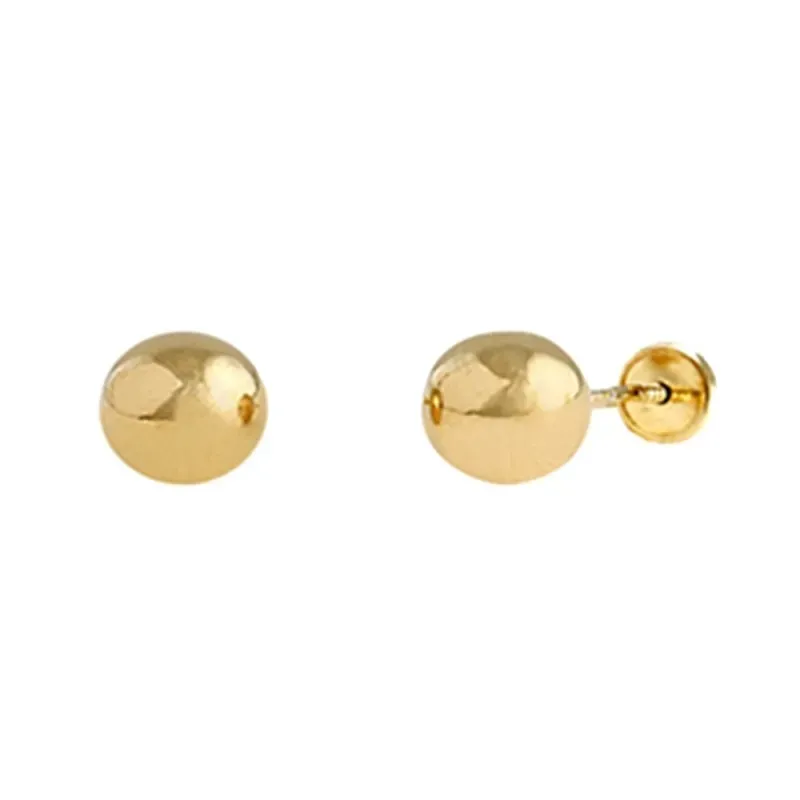 Pendientes oro 18k niña bola lisa 4 mm. cierre tornillo