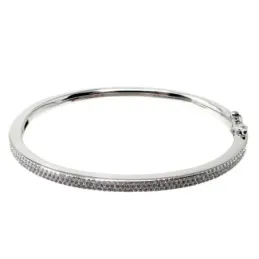 Brazalete plata Ley 925m terminación rodio lisa delante circonitas