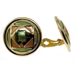 Pendientes bisutería metal dorados 34mm. formas verdes [AB4984]