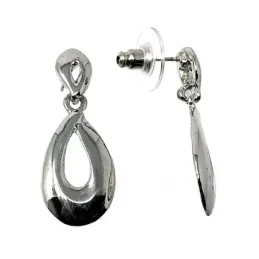 Pendientes bisutería metal largos rodio 34mm. dos lágrimas [AB5096]
