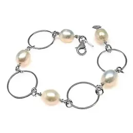 Pulsera plata Ley 925m 19cm. perlas asas [AB6115]