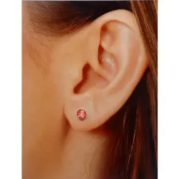 Pendientes plata Ley 925m calavera roja 5mm. cierre presión