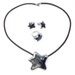 Juego plata Ley 925m estrella circonitas anillo talla 12  [AB9112]