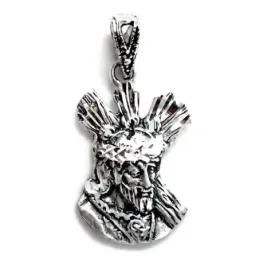 Colgante plata Ley 925m macizo 22mm. imágen Cristo Nazareno detalles tallados trasera lisa