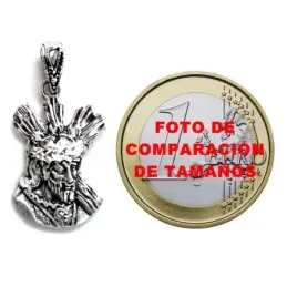 Colgante plata Ley 925m macizo 22mm. imágen Cristo Nazareno detalles tallados trasera lisa