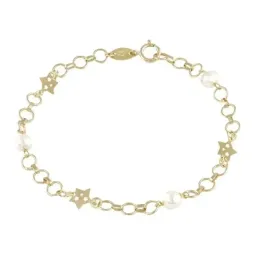 Pulsera Oro Amarillo 18k modelo Bracelets (3 Perlas Cultivadas 4,5-5mm.) Medida: 17cm.